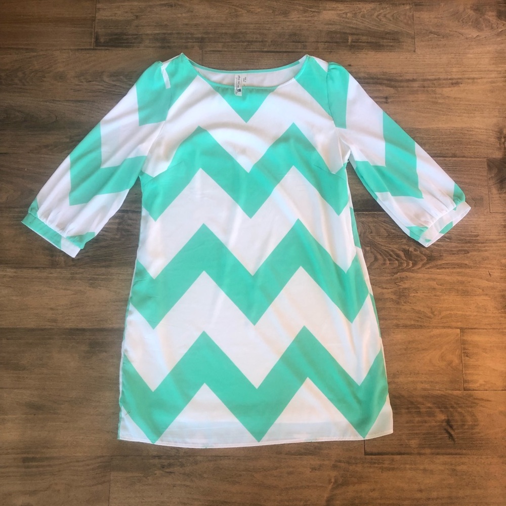 Teal Chevron Dress size L